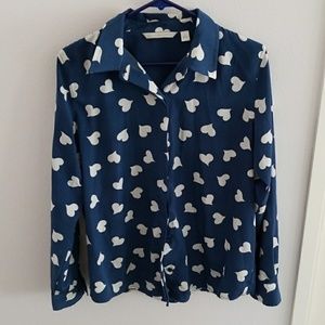 LC Lauren Conrad Blue Heart Button Down Shirt